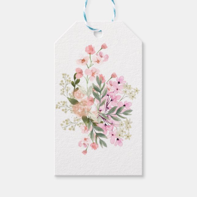 Pink Floral Bouquet Gift Tags (Front)