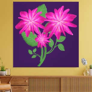 Pink Floral Bouquet Illustration   Hand Drawn  Canvas Print