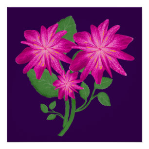 Pink Floral Bouquet Illustration Hand Drawn Poster