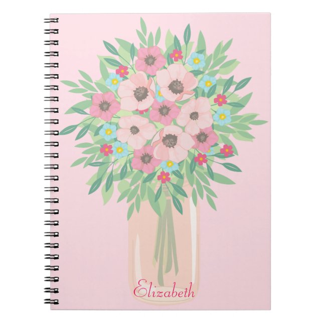 Pink Floral Bouquet Notebook (Front)