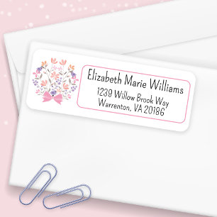 Pink Floral Bouquet Return Address