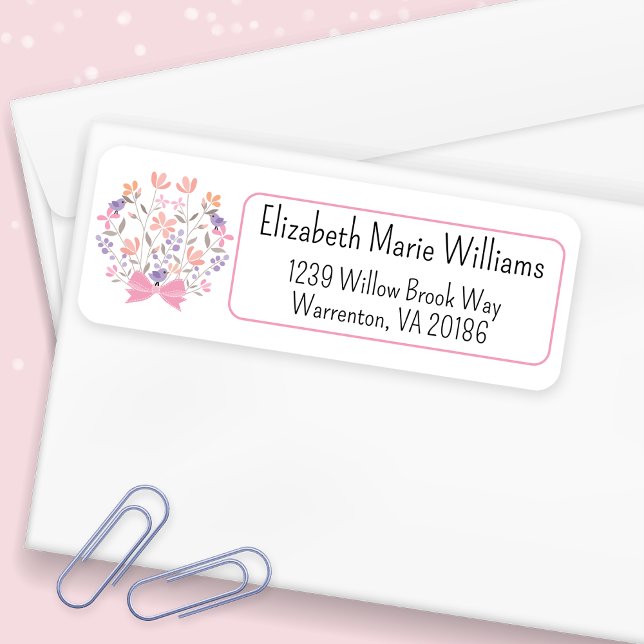Pink Floral Bouquet Return Address (Creator Uploaded)