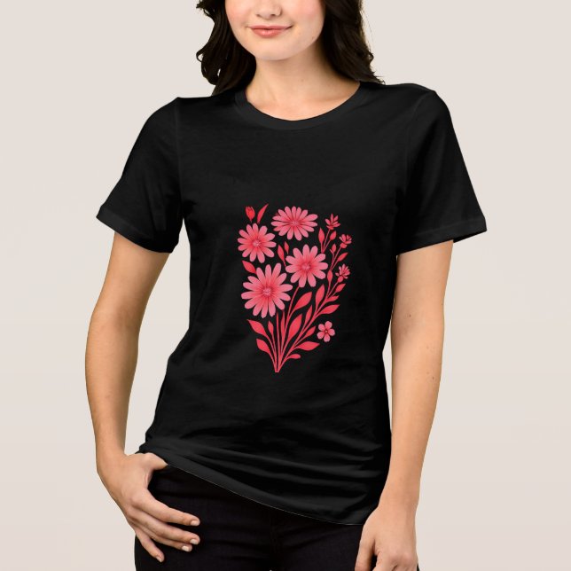 Pink Floral Bouquet T-Shirt Tri-Blend Shirt (Front)
