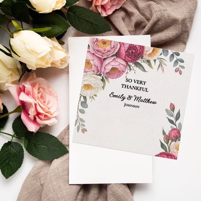 Pink Floral Bouquet Thank You Card (Creator Uploaded)