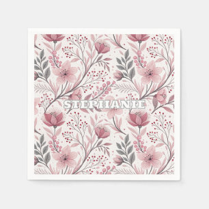 Pink Floral Bouquet with Berry Accents Napkin