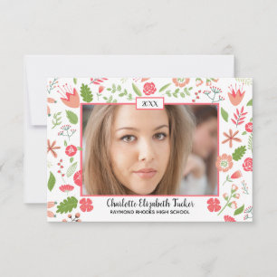 Pink Floral Bouquets - 3x5 Graduation Announcement