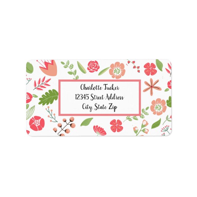 Pink Floral Bouquets - Address Label (Front)