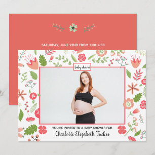 Pink Floral Bouquets - Baby Shower Invitation