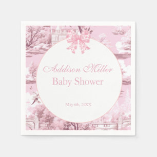 Pink Floral Bow Coquette Baby Girl Shower Nap Napkin