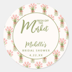 Pink Floral Bow Fresh Off The Market Classic Round Sticker