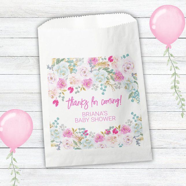 Pink Floral Boy Baby Shower Favours Favour Bags (Creator Uploaded)
