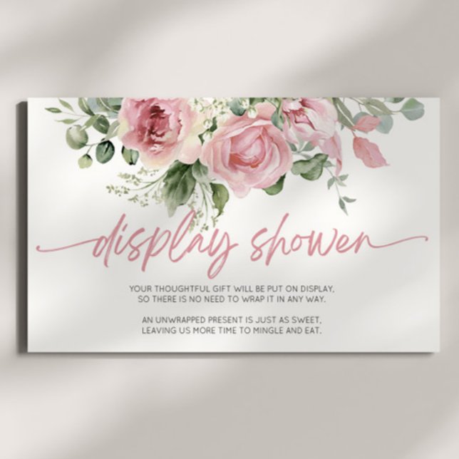 Pink Floral Bridal Baby Shower Display Shower Enclosure Card (Creator Uploaded)