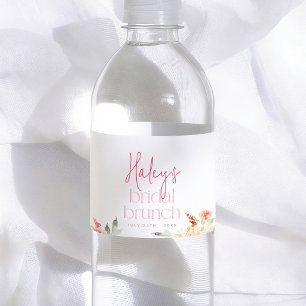 Pink Floral Bridal Brunch Bridal Shower Water Bottle Label