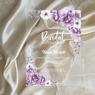 Pink Floral Bridal Shower Acrylic Invitations