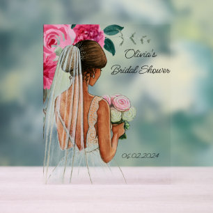 Pink floral bridal shower acrylic sign