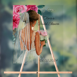 Pink floral bridal shower  acrylic sign