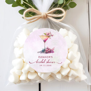 Pink Floral Bridal Shower  Classic Round Sticker