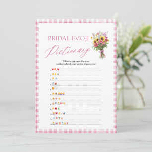 Pink Floral Bridal Shower Emoji Pictionary Game Invitation
