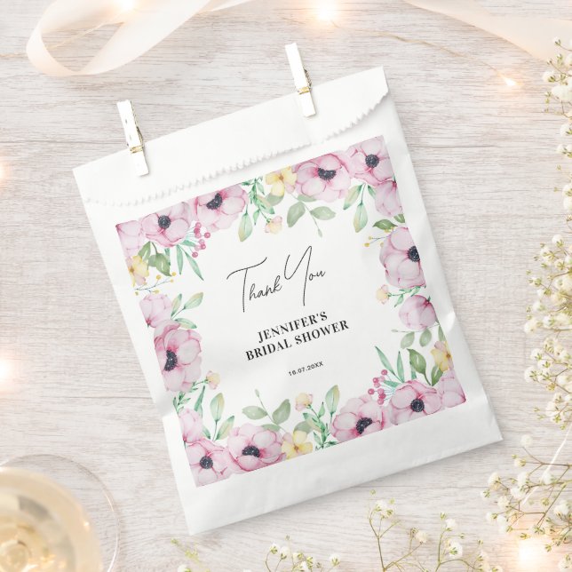 Pink Floral Bridal Shower Favour Bags (Clipped)
