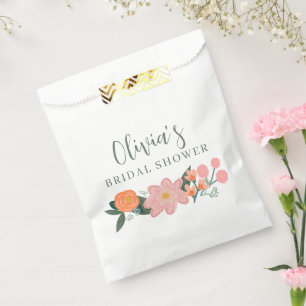 Pink Floral Bridal Shower Garden Party Greenery Favour Bags