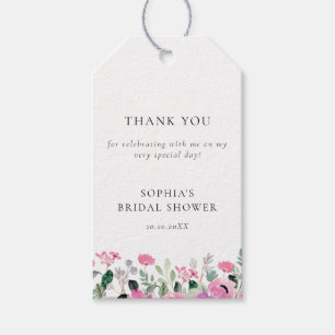 Pink Floral Bridal Shower Gift Tags
