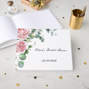 Pink floral bridal shower guestbook