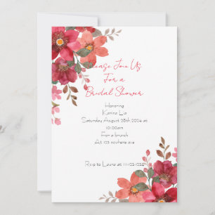 Pink floral bridal shower invitation
