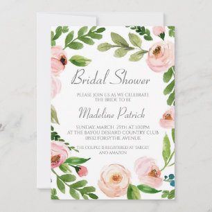Pink Floral Bridal Shower Invitation