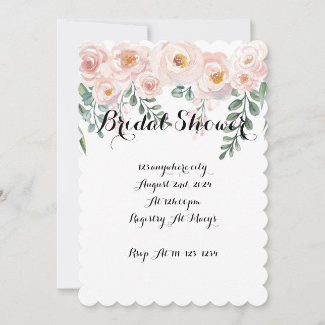 Pink floral bridal shower  invitation (Front)