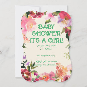 Pink floral bridal shower invitation