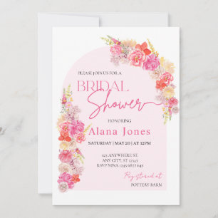 Pink Floral Bridal Shower Invitation