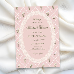 Pink floral bridal shower invitation