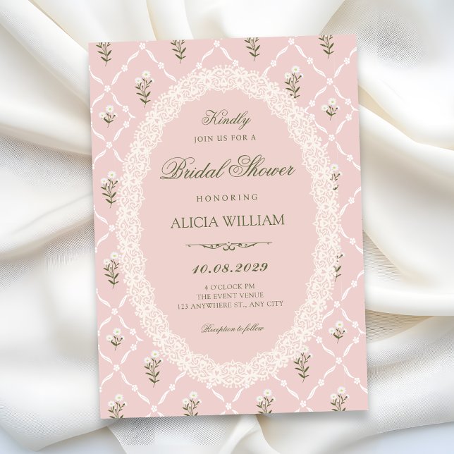 Pink floral bridal shower invitation (Creator Uploaded)