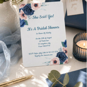 Pink floral bridal shower invitation