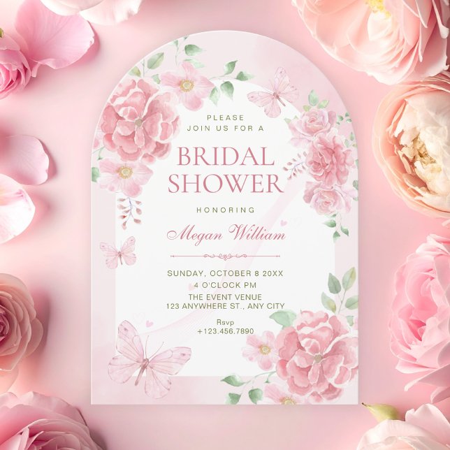Pink floral bridal shower invitation (Creator Uploaded)