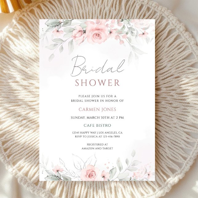 Pink Floral Bridal Shower Invitation (Creator Uploaded)