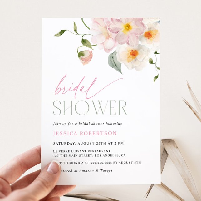 Pink Floral Bridal Shower Invitation (Creator Uploaded)