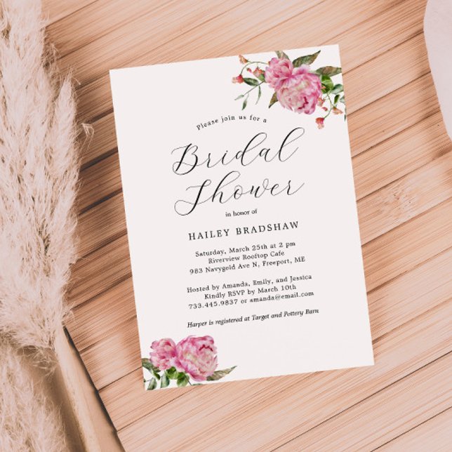 Pink Floral Bridal Shower Invitation (Creator Uploaded)
