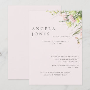 Pink Floral Bridal Shower Invitation