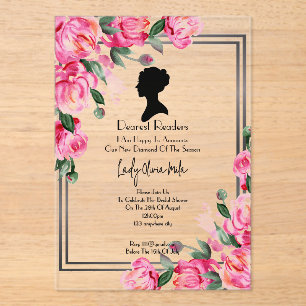 Pink floral bridal shower invitation 