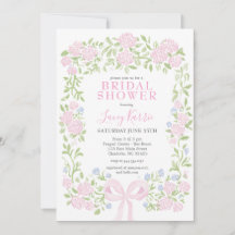 Pink  Floral Bridal Shower Invitation