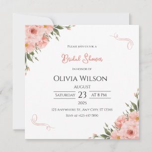 Pink Floral Bridal Shower Invitation Card