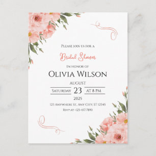 Pink Floral Bridal Shower Postcard