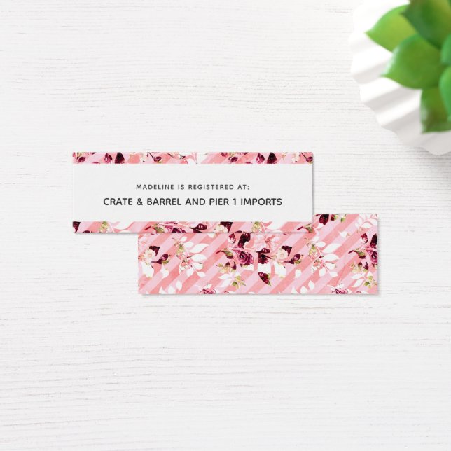 Pink Floral Bridal Shower Registry Insert Card (Desk)