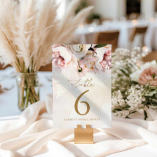 Pink Floral Bridal Shower Table Numbers