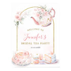 Pink Floral Bridal Shower Tea Party Welcome Sign