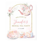 Pink Floral Bridal Shower Tea Party Welcome Sign
