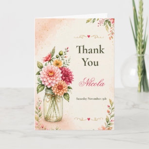 Pink Floral Bridal Shower Thank You Card