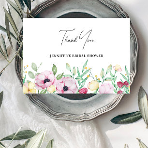 Pink Floral Bridal Shower Thank You Card