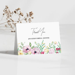 Pink Floral Bridal Shower Thank You Card